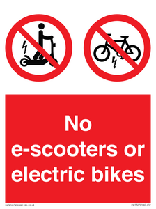 No e-scooters or electric bikes